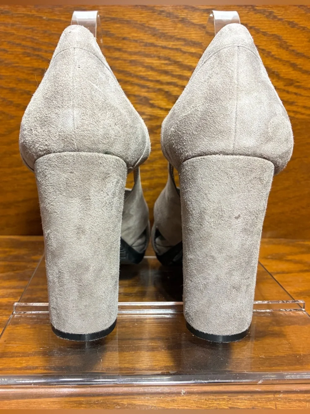 Nine West Grey Suede Chunky Platform Heels Size 10.5